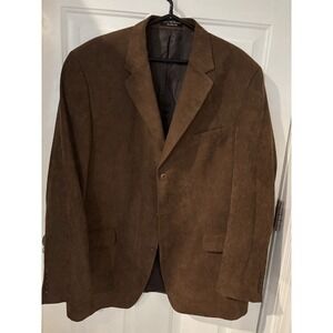 Andrew FezzaCorduroy Blazer Brown Two Button Sport‎ Coat Jacket Mens Size 46L